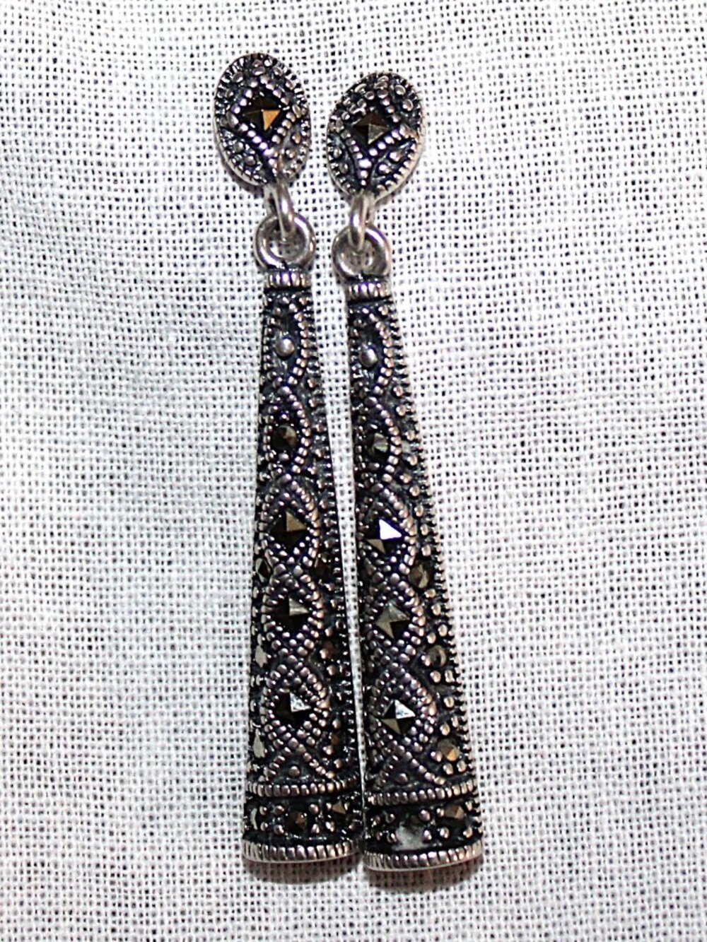Sterling Silver Retro Marcasite Earrings
